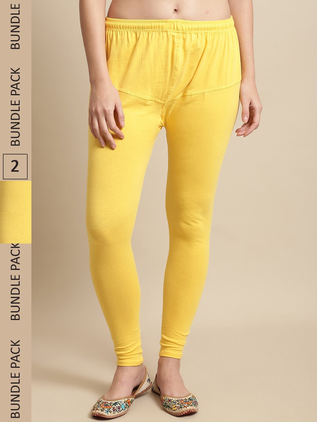 

KEX Pack Of 2 Cotton Churidar Length Leggings, Yellow