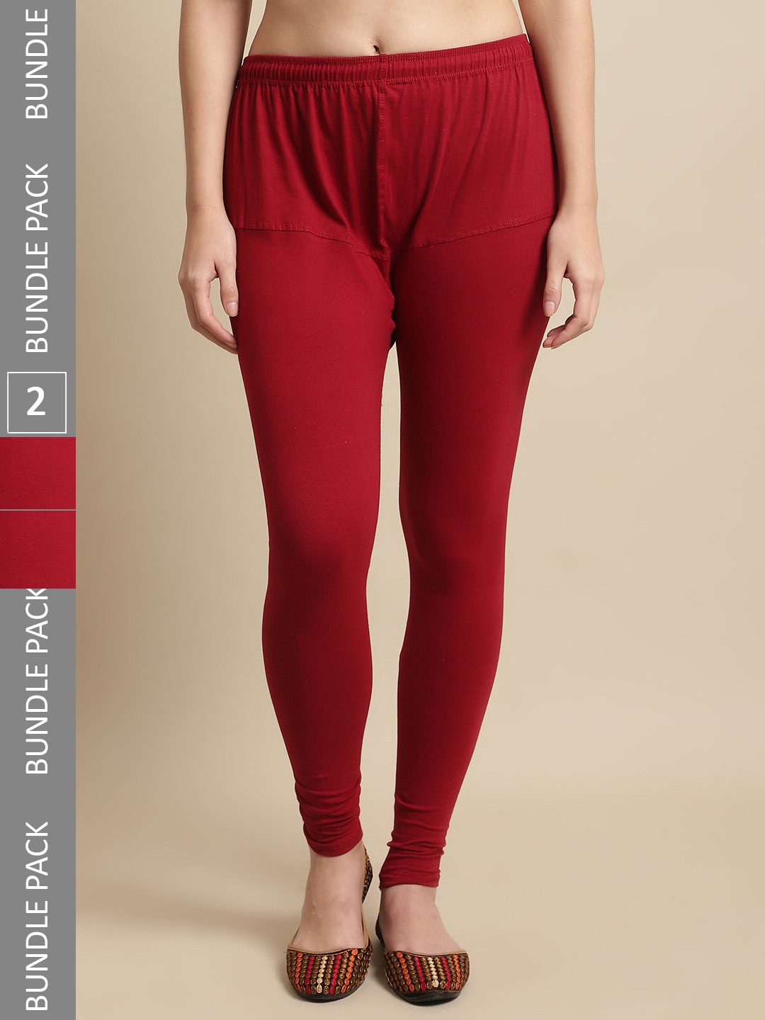 

KEX Pack Of 2 Churidar-Length Leggings, Maroon