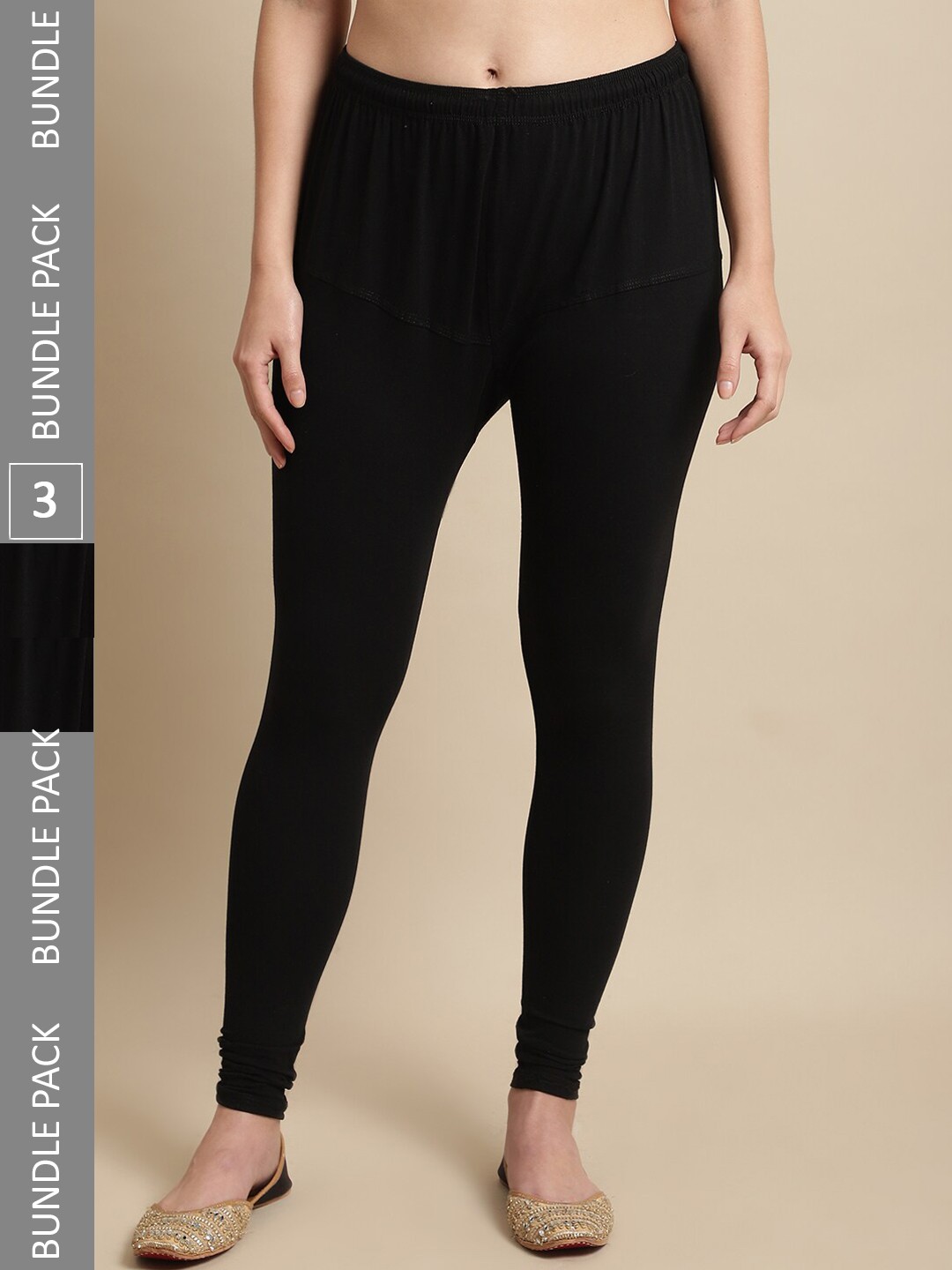 

KEX Pack Of 3 Churidar Length Leggings, Black