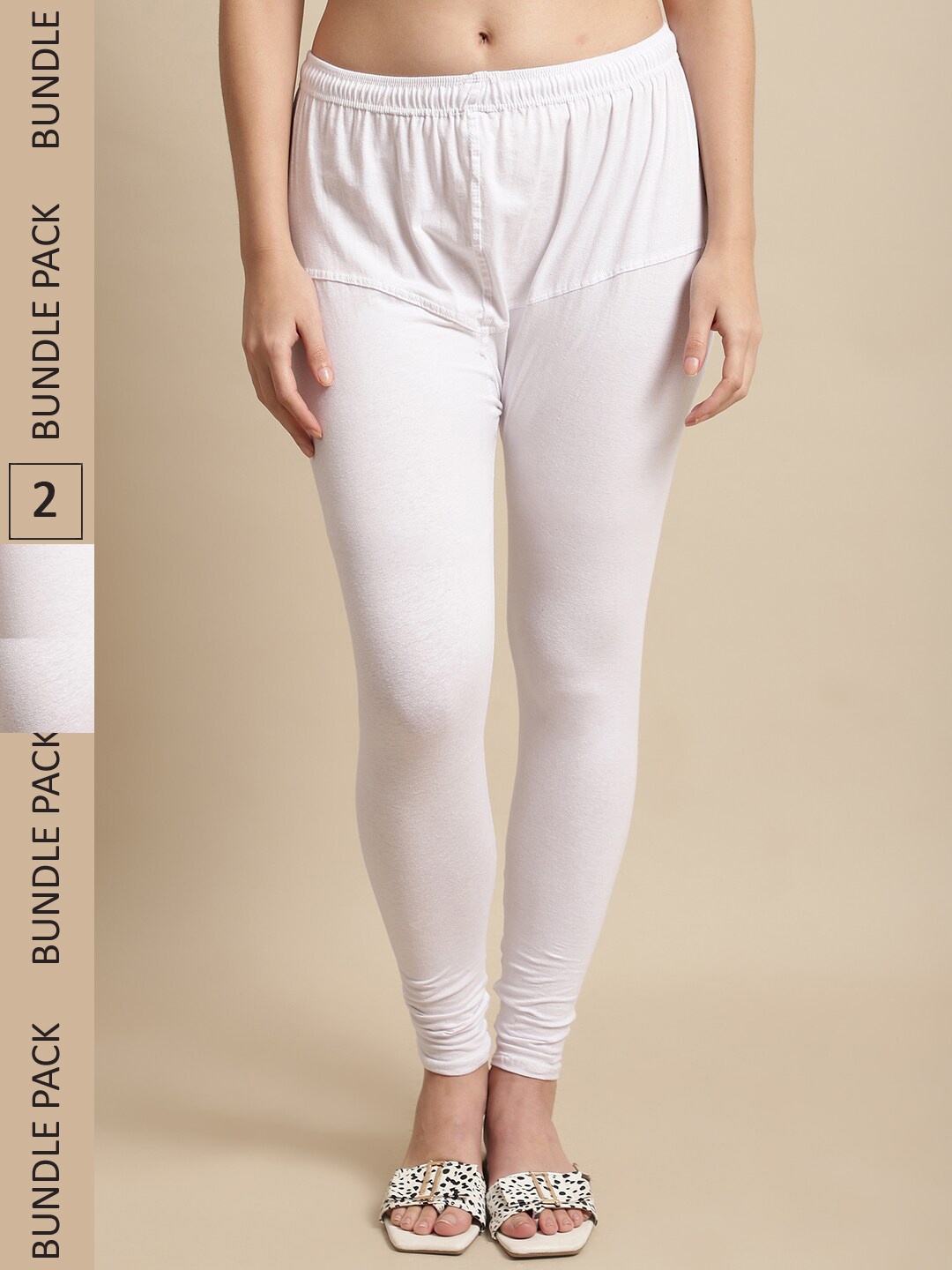 

KEX Pack Of 2 Churidar Length Cotton Leggings, White