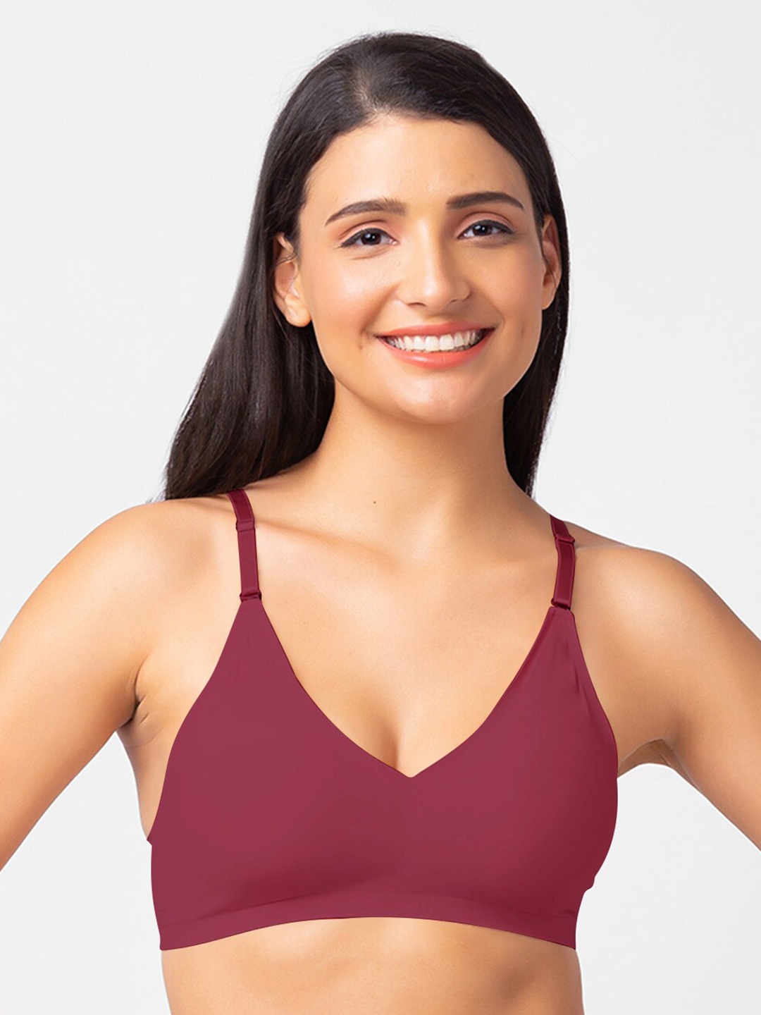 

FashionRack Removable Padding Anti Microbial Medium Support Anti Odour Bra, Maroon