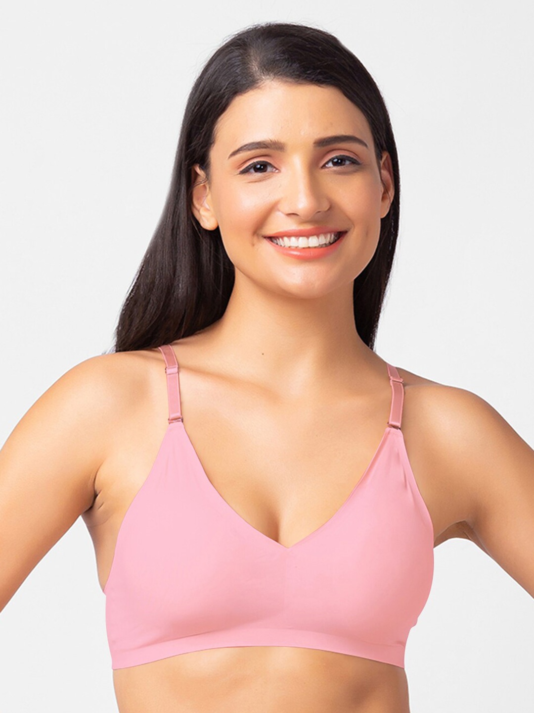 

FashionRack Removable Padded Non Wired Seamless Anti Odour Everyday Bra, Pink