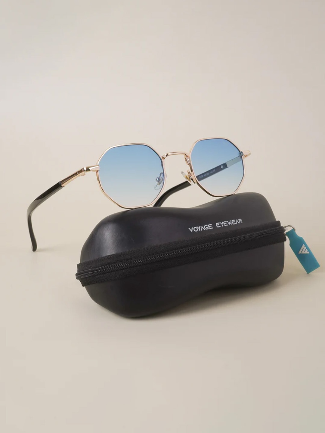 

Voyage Blue Lens & Gold-Toned Round Sunglasses with UV Protected Lens (2206MG3773)