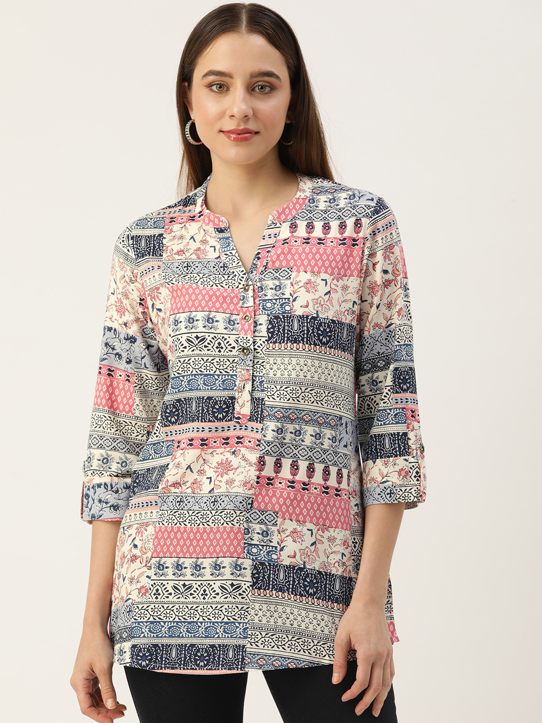 

AMUKTI Ethnic Print V-Neck Tunic, Multi
