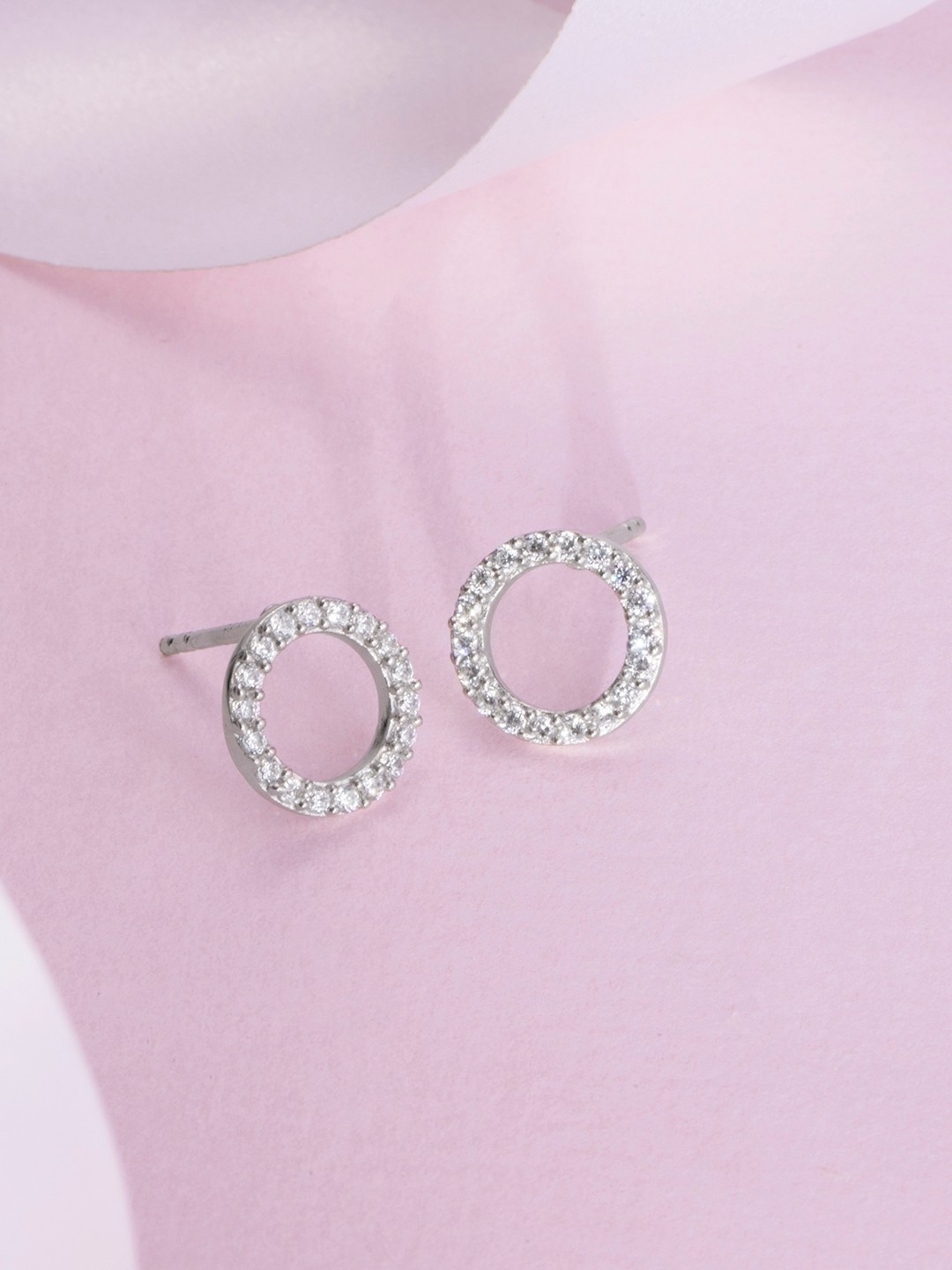

Zavya 925 Sterling Rhodium Plated Circular Studs Earrings, Silver