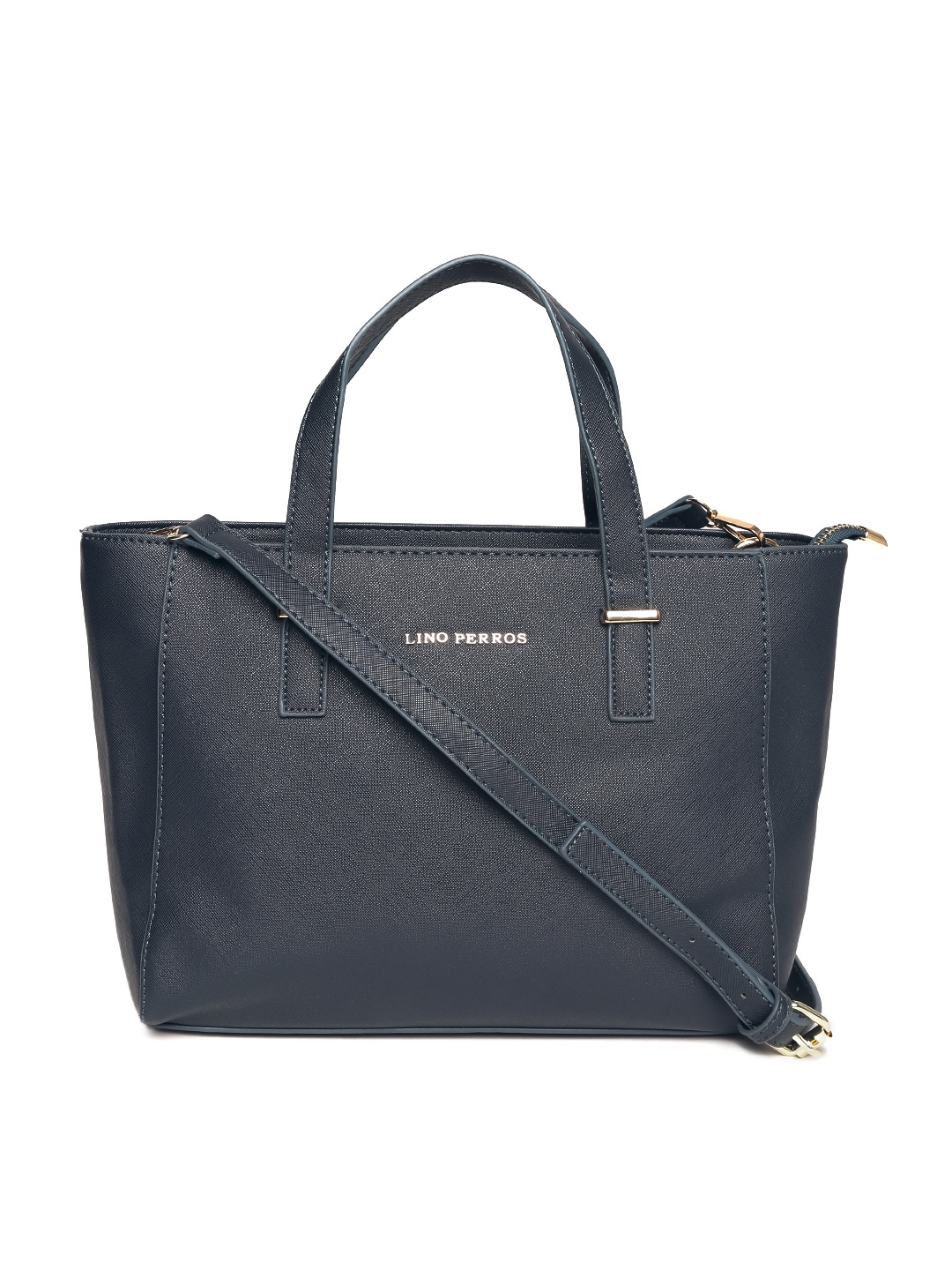 

Lino Perros Navy Solid Handheld Bag with Sling Strap, Navy blue