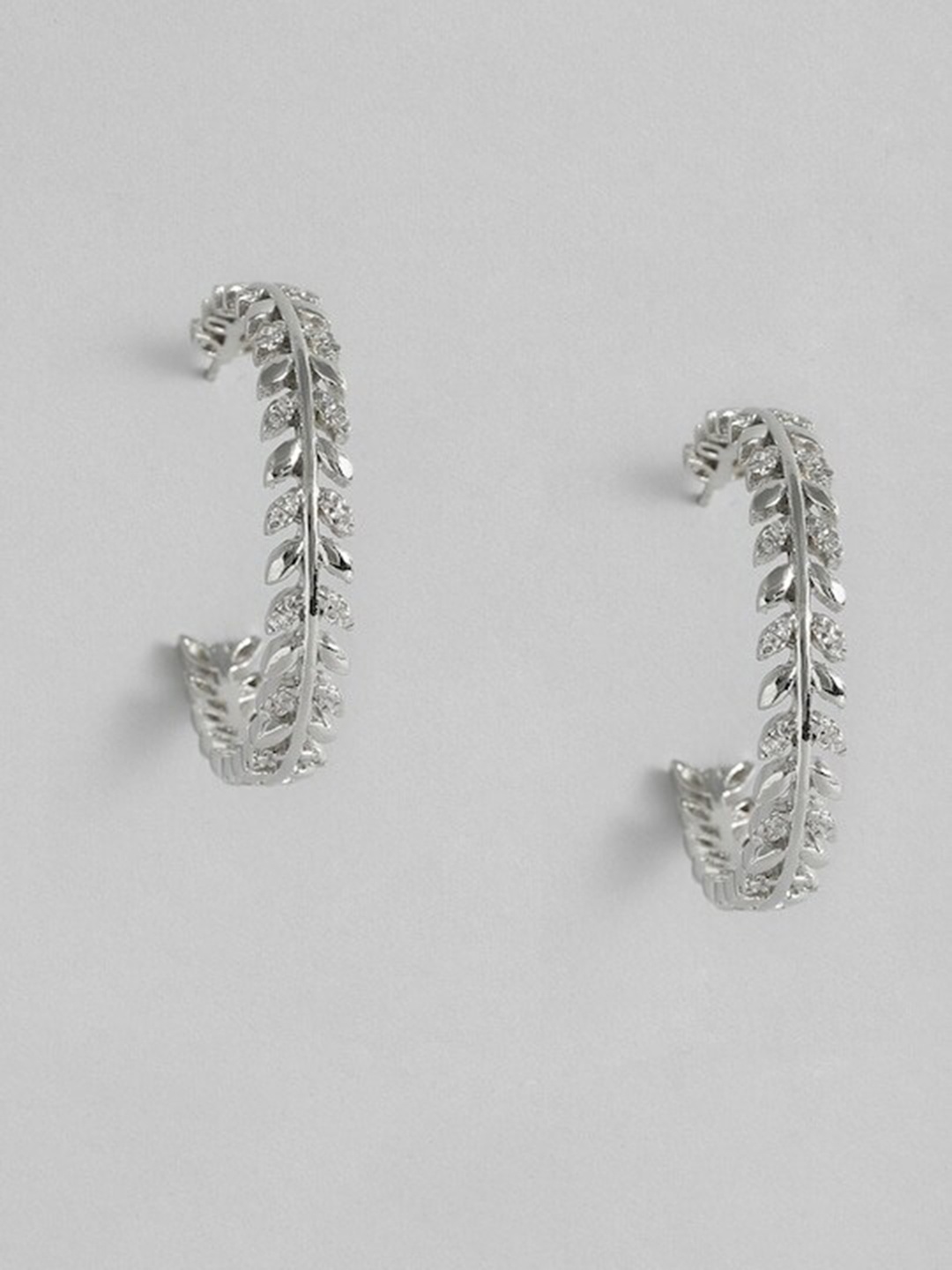 

MIDASKART Circular Half Hoop Earrings, Silver