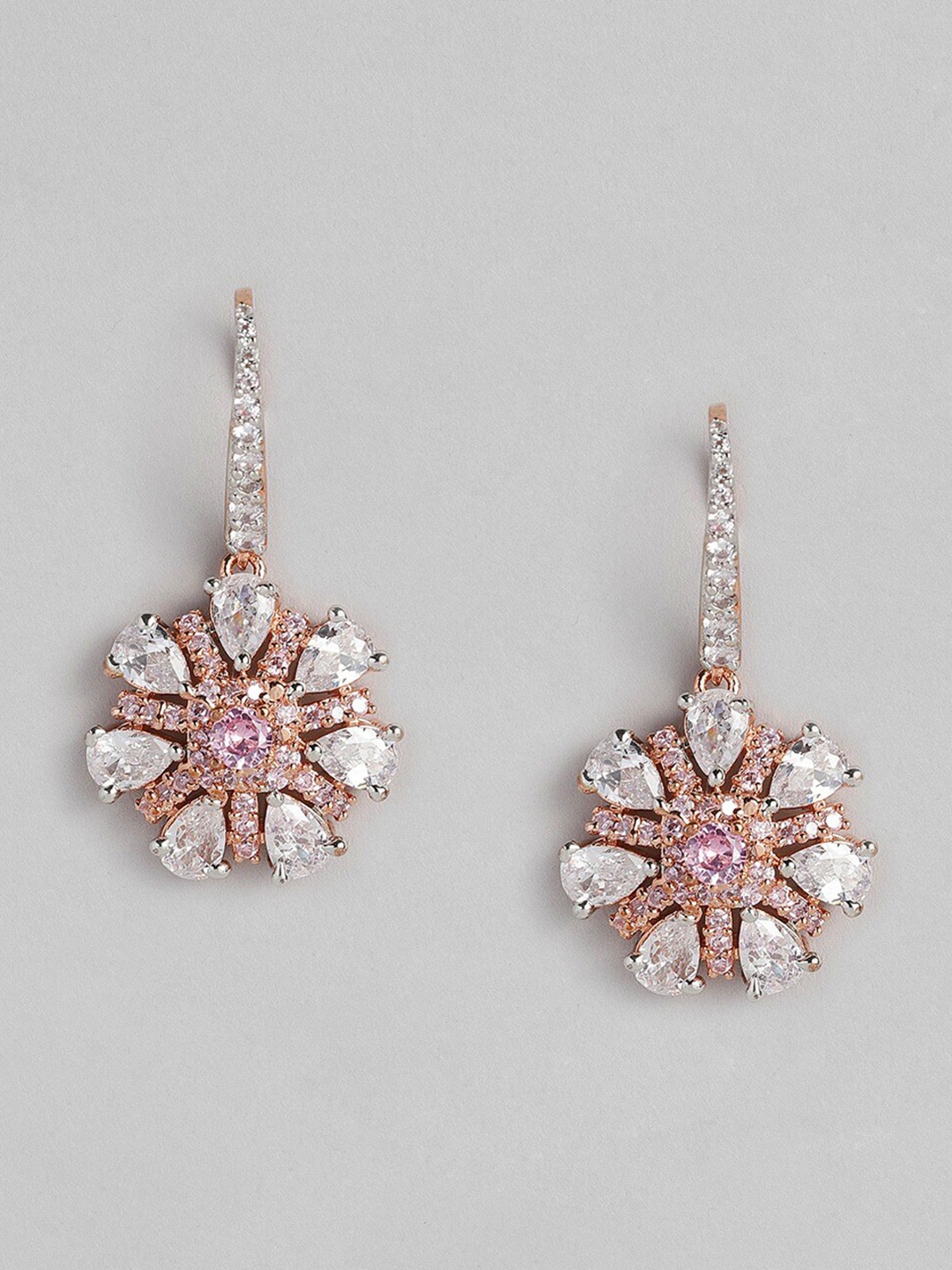 

MIDASKART Rose Gold-Plated Floral Drop Earrings