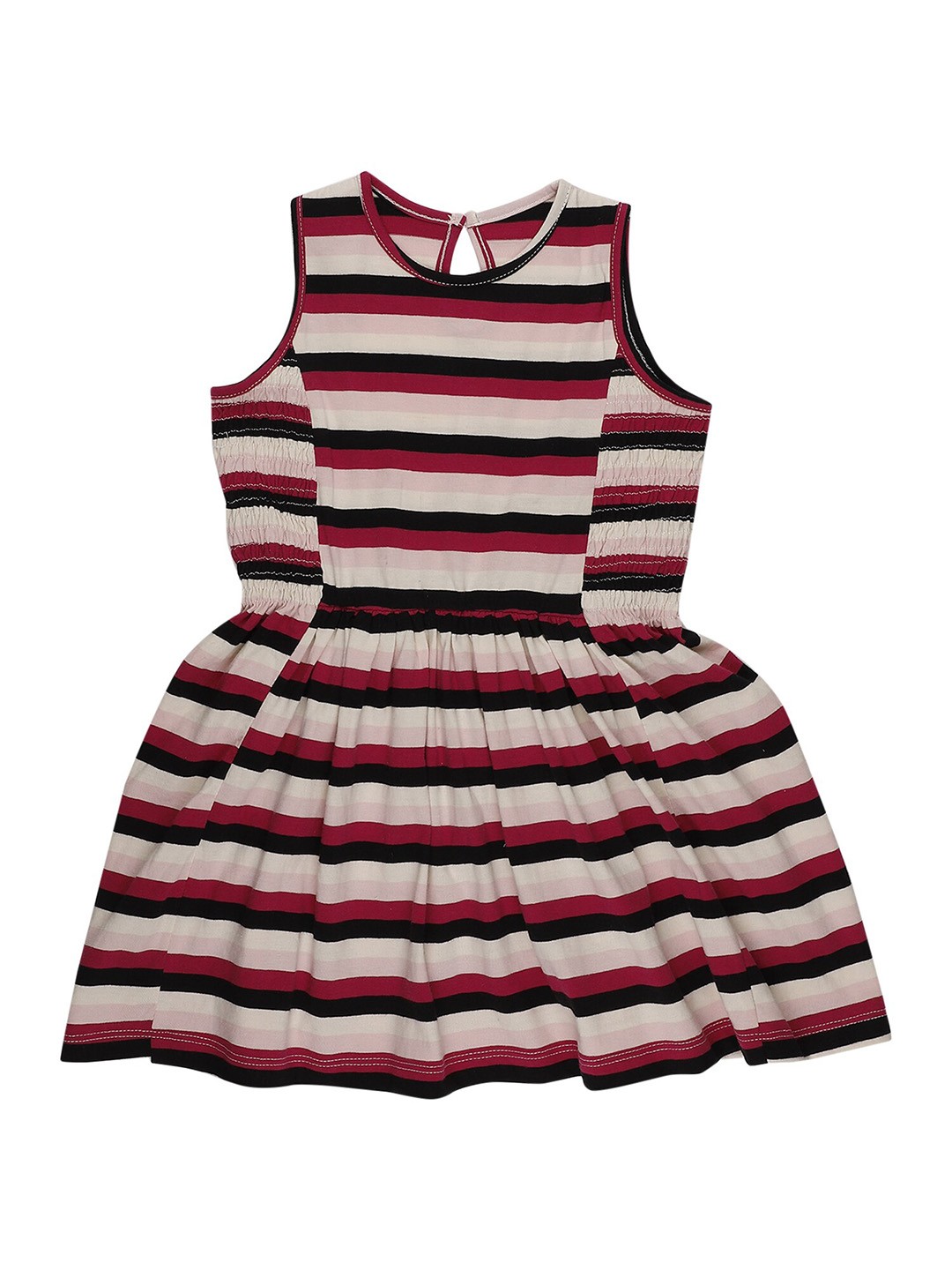 

First Kick Girls Striped Cotton Dress, Cream
