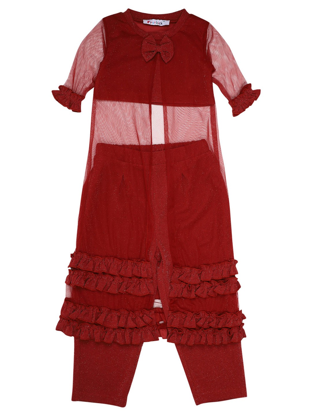 

First Kick Girls Round Neck Clothing Set, Maroon