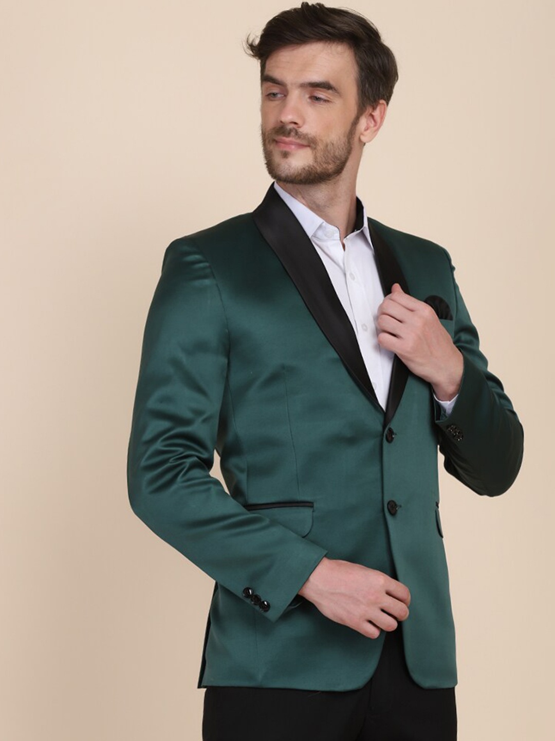 

TAHVO Men Single-Breasted Slim-Fit 2-Piece Formal Suit, Green