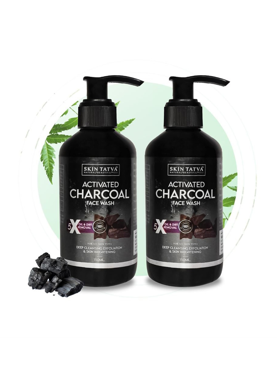 

Skin Tatva Set of 2 Activated Charcoal Face Wash - 150 ml each, Black