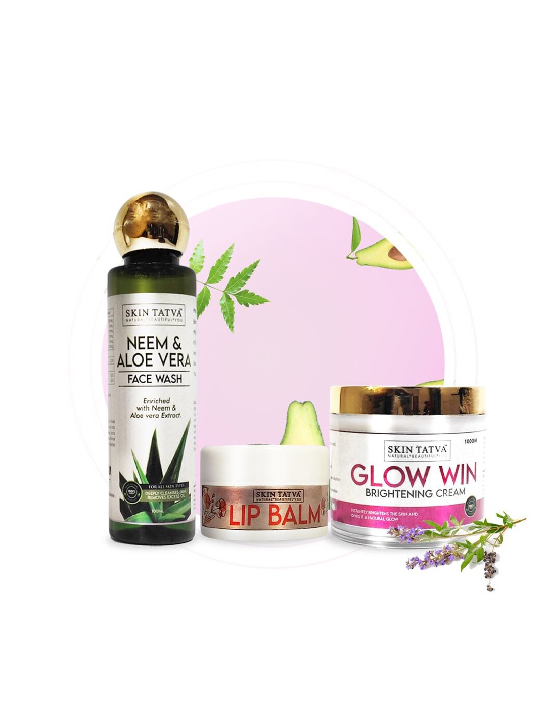 

Skin Tatva Set of Face Wash+ Face Cream + Lip Balm, Green