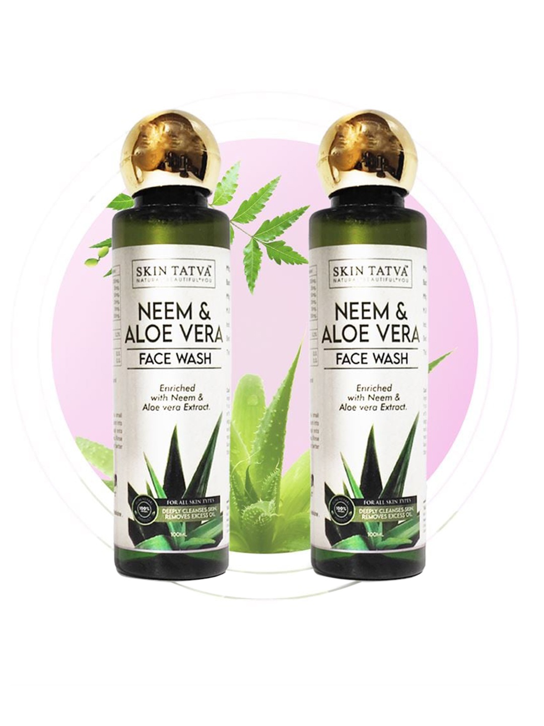 

Skin Tatva Set Of 2 Neem Aloe vera Face Wash 150 ml Each, Green