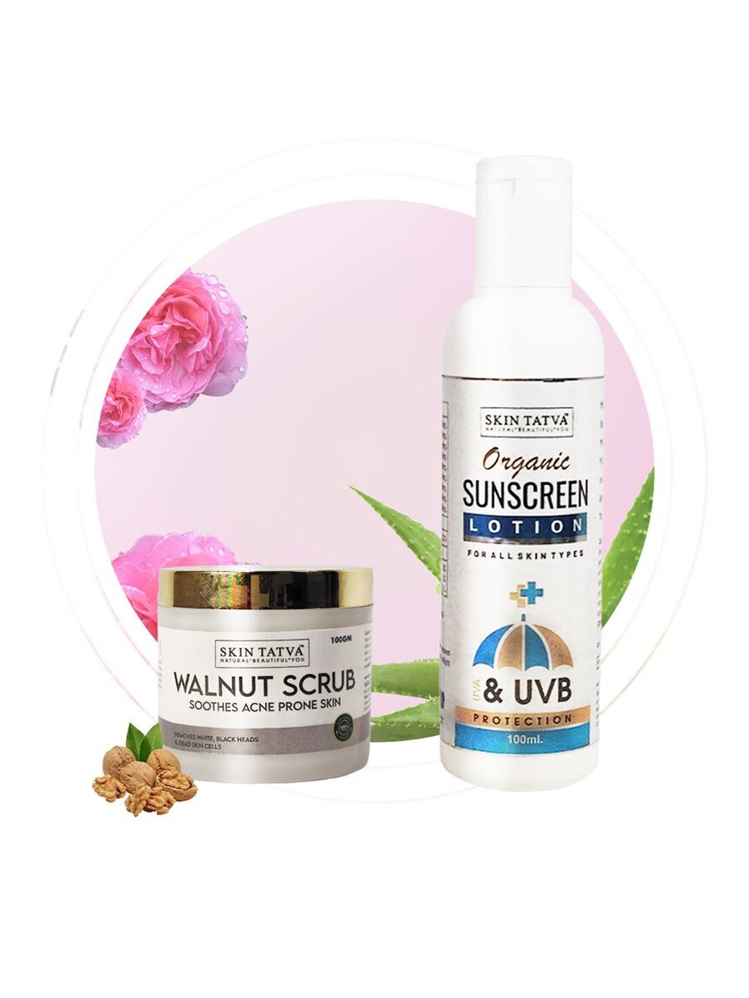 

Skin Tatva Pack of 2 Wallnut Scrub + Sunscreen Lotion, White