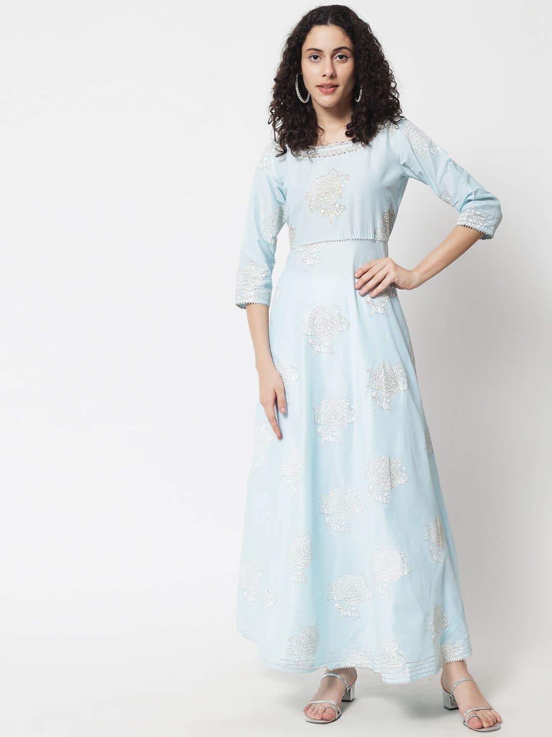 

Ramas Women Round Neck Floral Printed Kurta, Blue