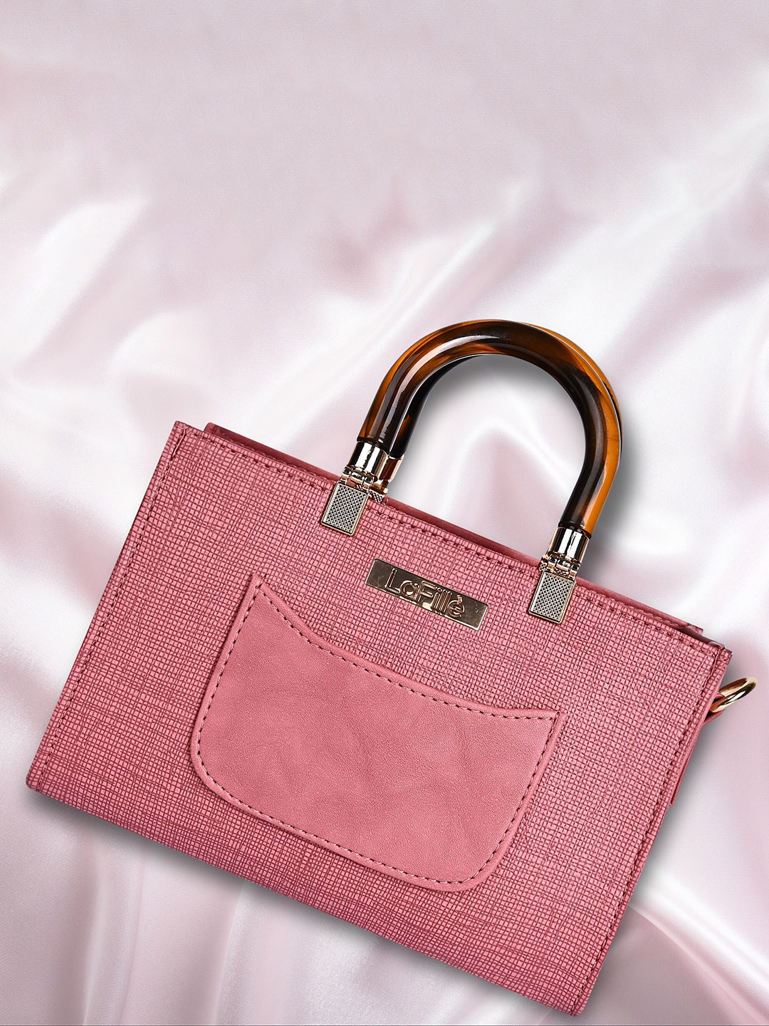 

LaFille Textured Structured Handheld Bag, Pink