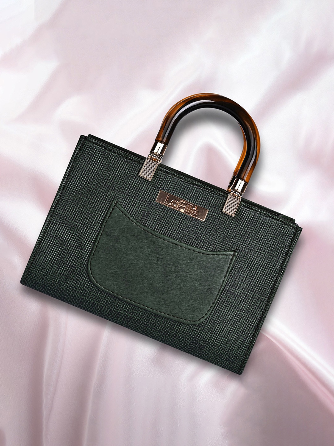 

LaFille Structured Applique Handheld Bag, Green