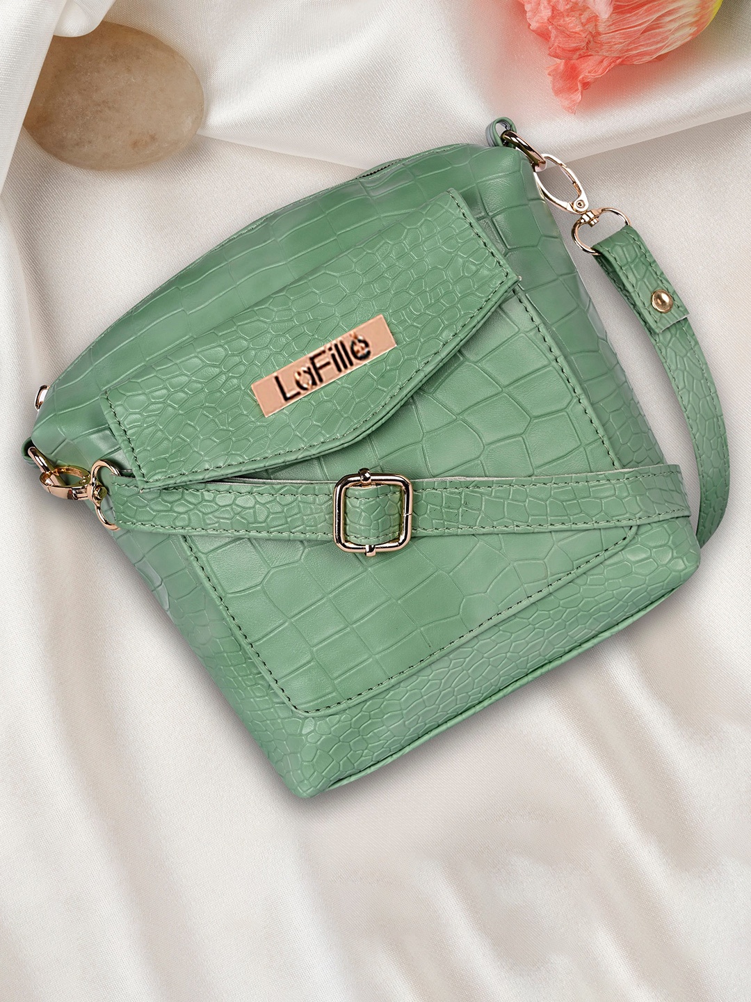 

LaFille Textured Structured Sling Bag, Green