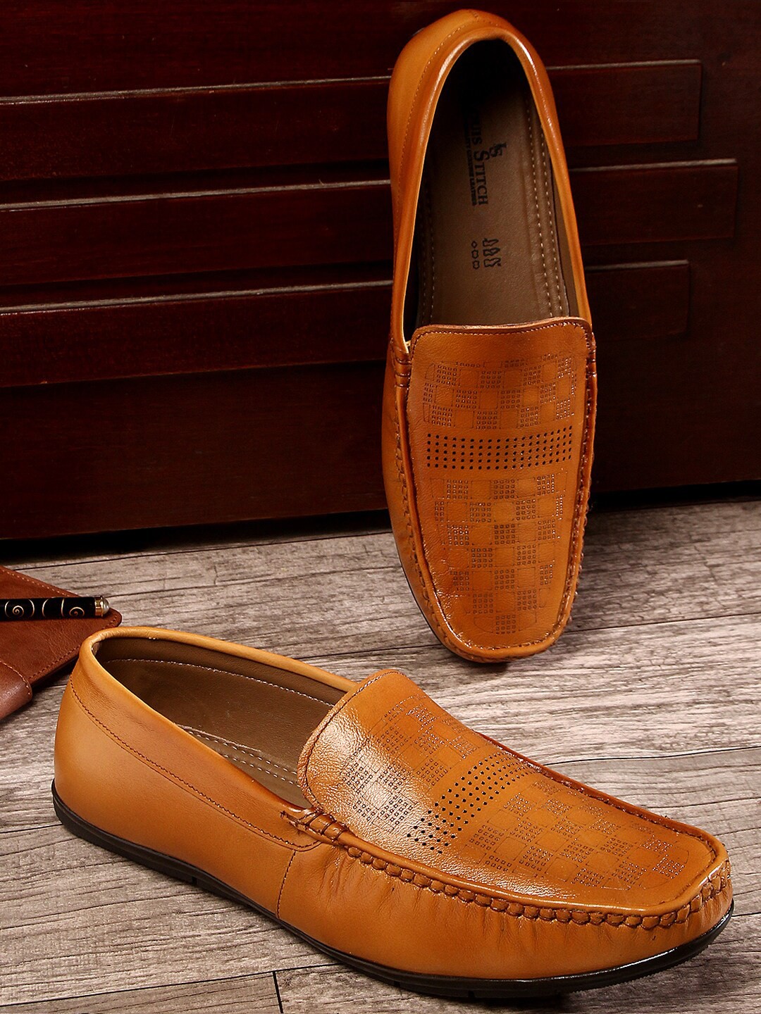

LOUIS STITCH Men Leather Formal Loafers, Brown
