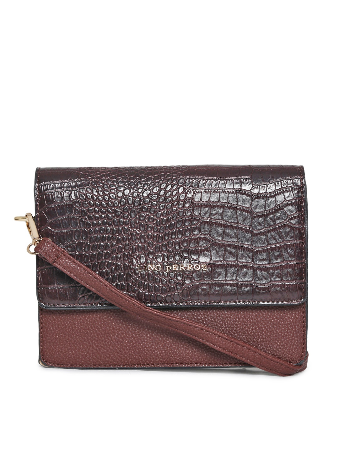 

Lino Perros Brown Croc-Textured Sling Bag