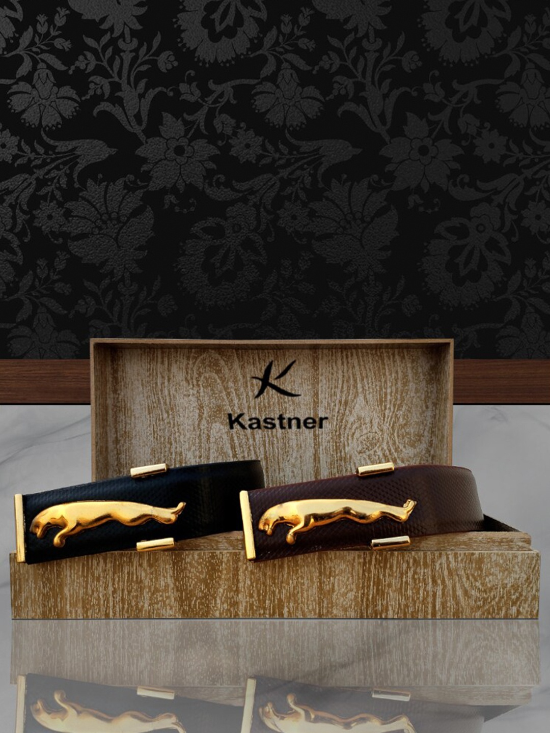 

Kastner Men Set of 2 Textured Formal Belt Gift Box, Black