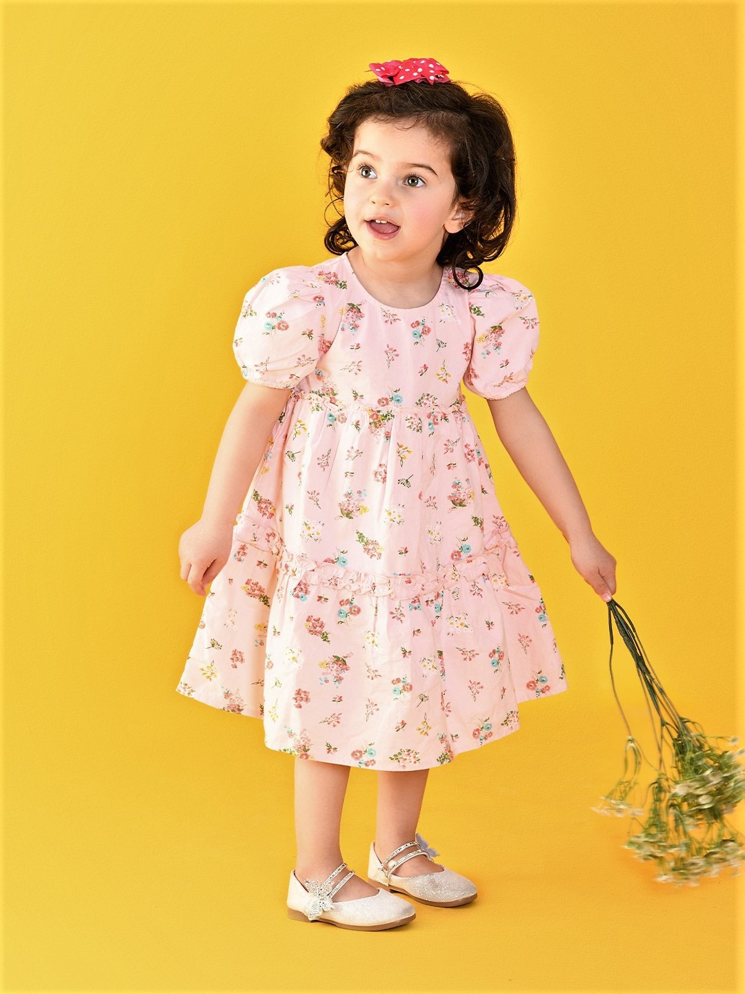 

Beebay Cotton Floral A-Line Midi Dress, Pink