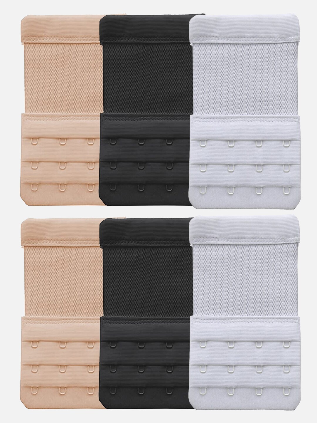 

StyFun Pack of 6 4 Hook & 4 Eye Bra Extenders, Black