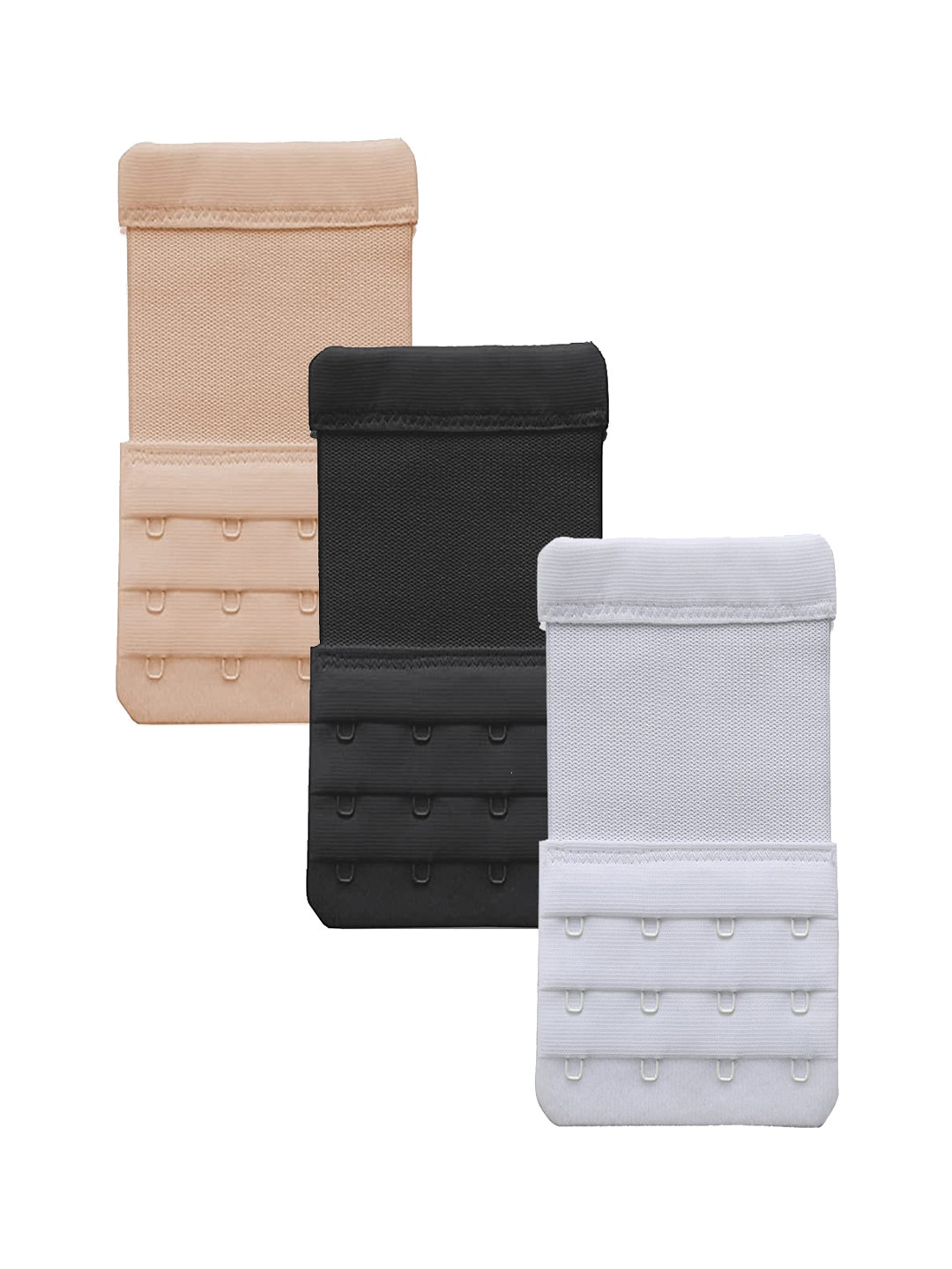 

StyFun Pack of 3 Stretchy 4 Hook 4 Eye Bra Extenders, Black