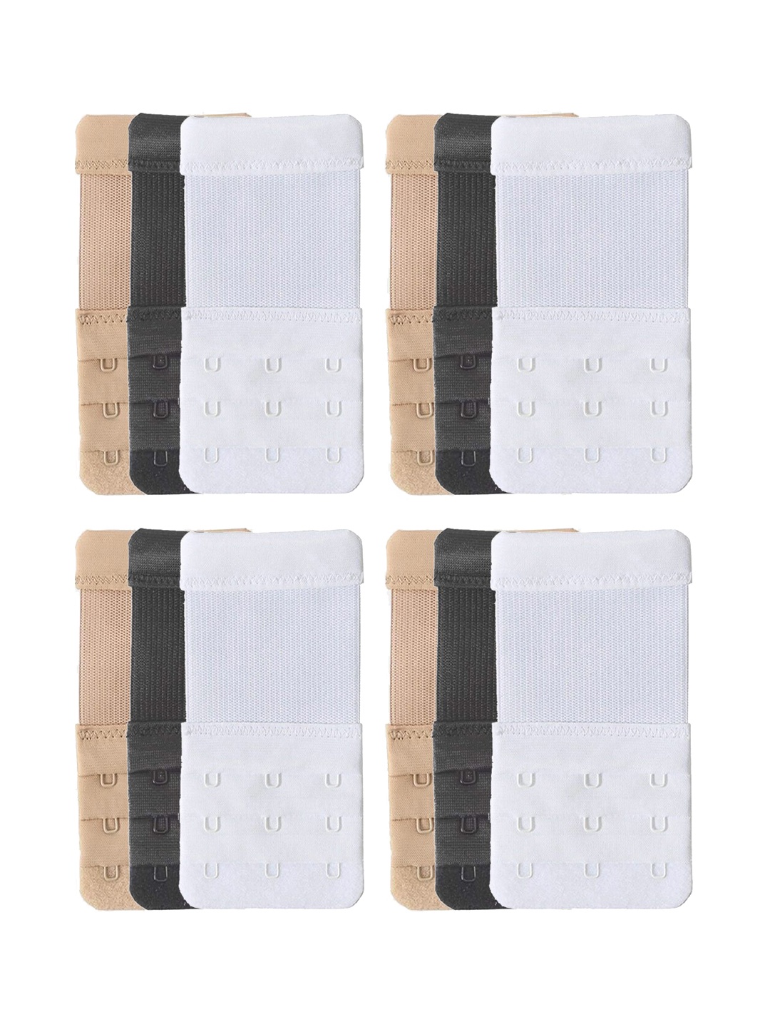 

StyFun Pack of 12 Stretchy 3 Hook 3 Eye Bra Extenders, Black