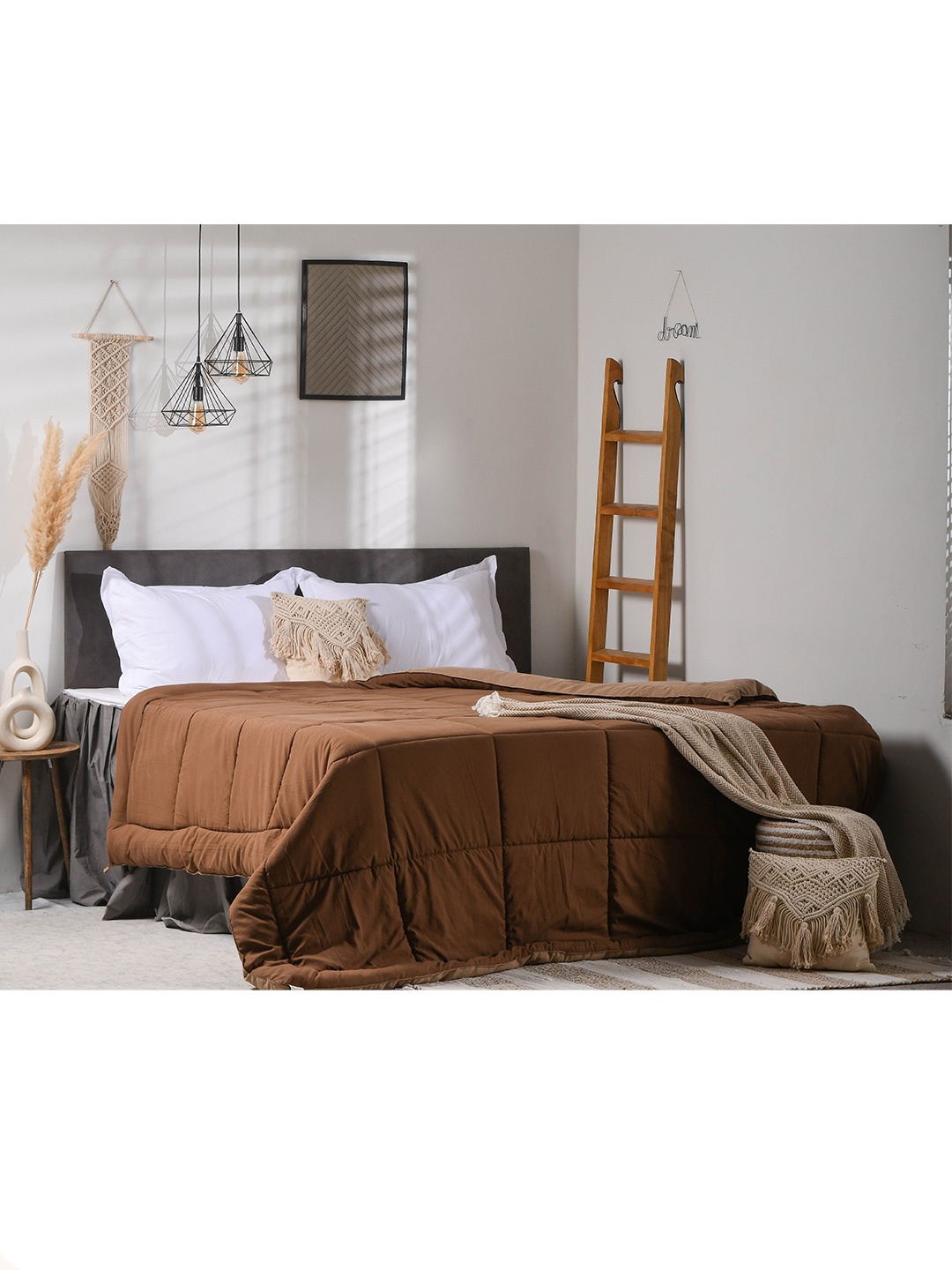 

THE SEWING CREST Brown & Beige Mild Winter 110 GSM Reversible Double Bed Comforter