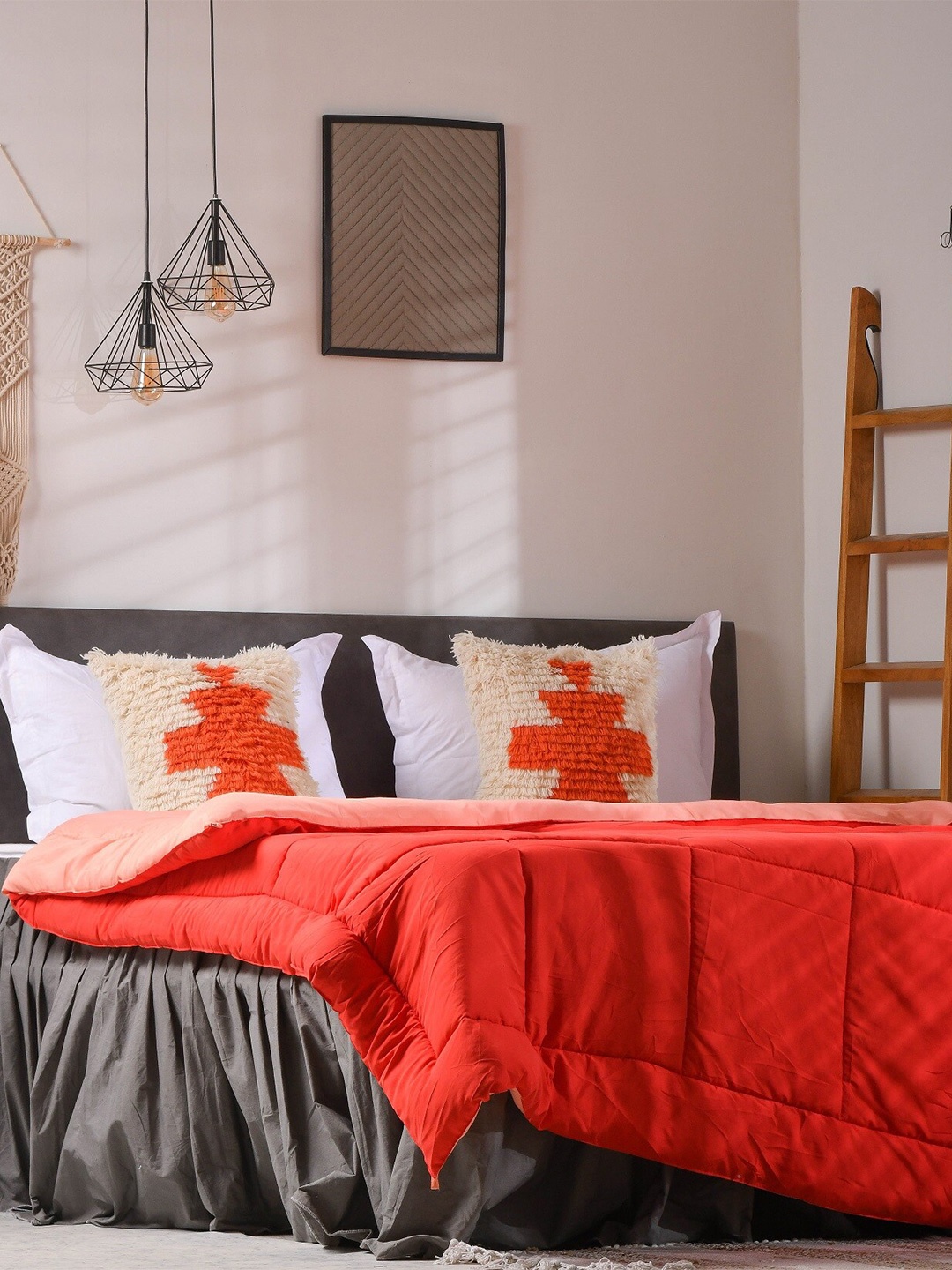

THE SEWING CREST Red & Peach Microfiber Mild Winter 110GSM Reversible Single Bed Comforter