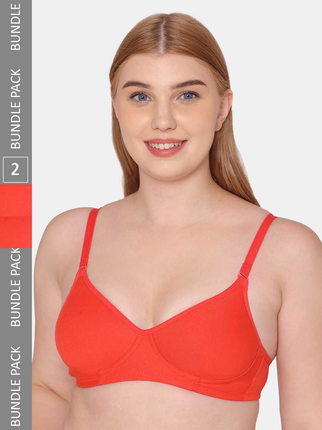 

Tweens Pack Of 2 Lightly Padded Cotton Super Support Full Coverage Bra, Red