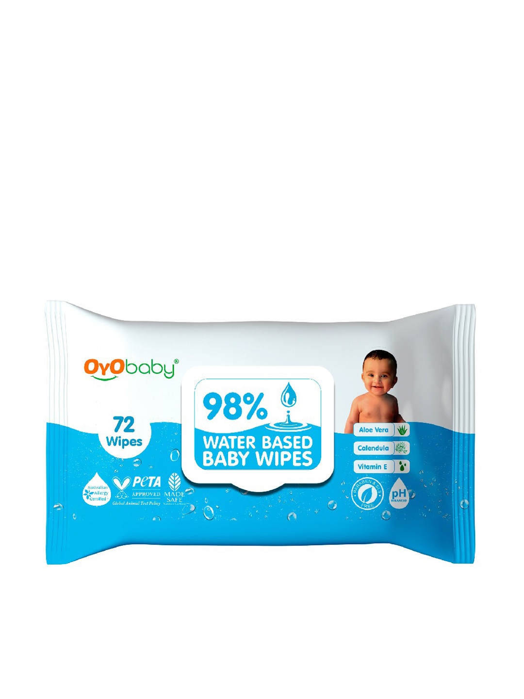 

OyO Baby 98% Water Based Extra Gentle Unscented Baby Wipes with Aloe Vera - 72 Wipes, White