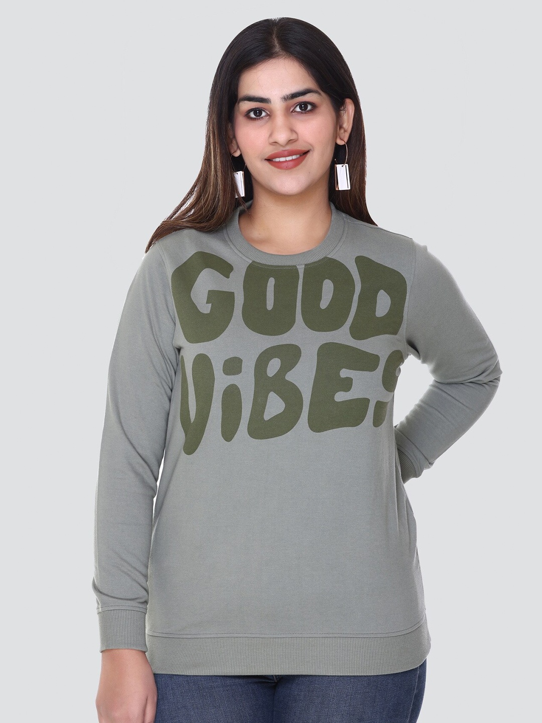 

Y&I Women Printed Sweatshirt, Olive