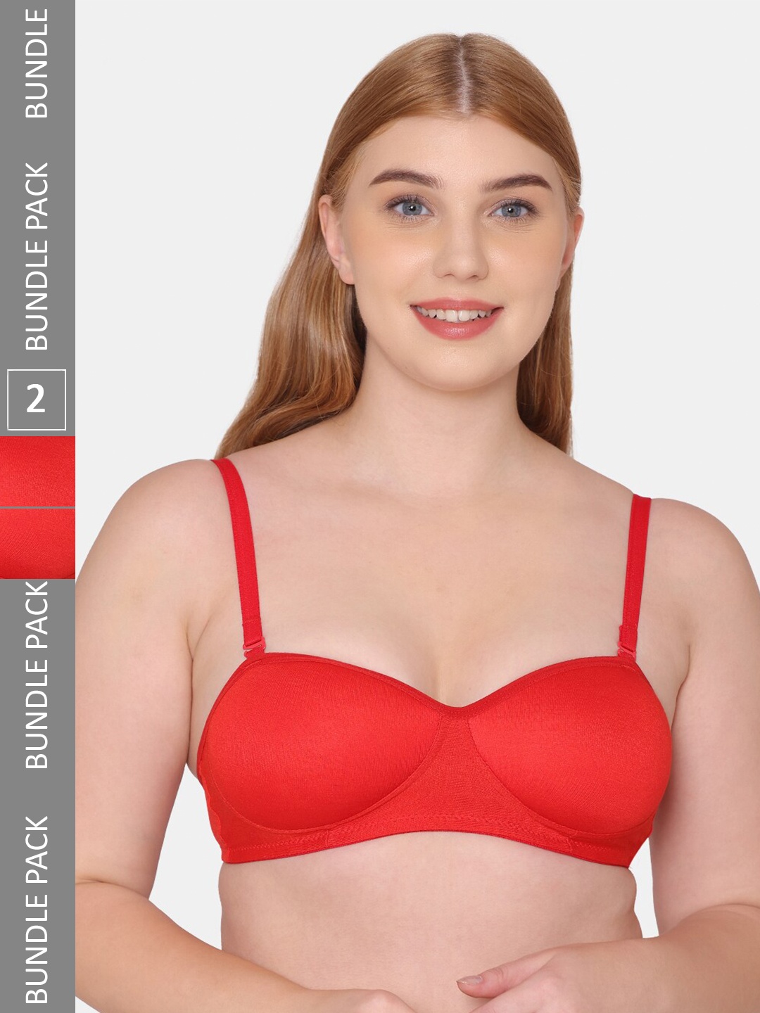 

Tweens Pack Of 2 Lightly Padded Cotton Super Support Full Coverage Bra, Red