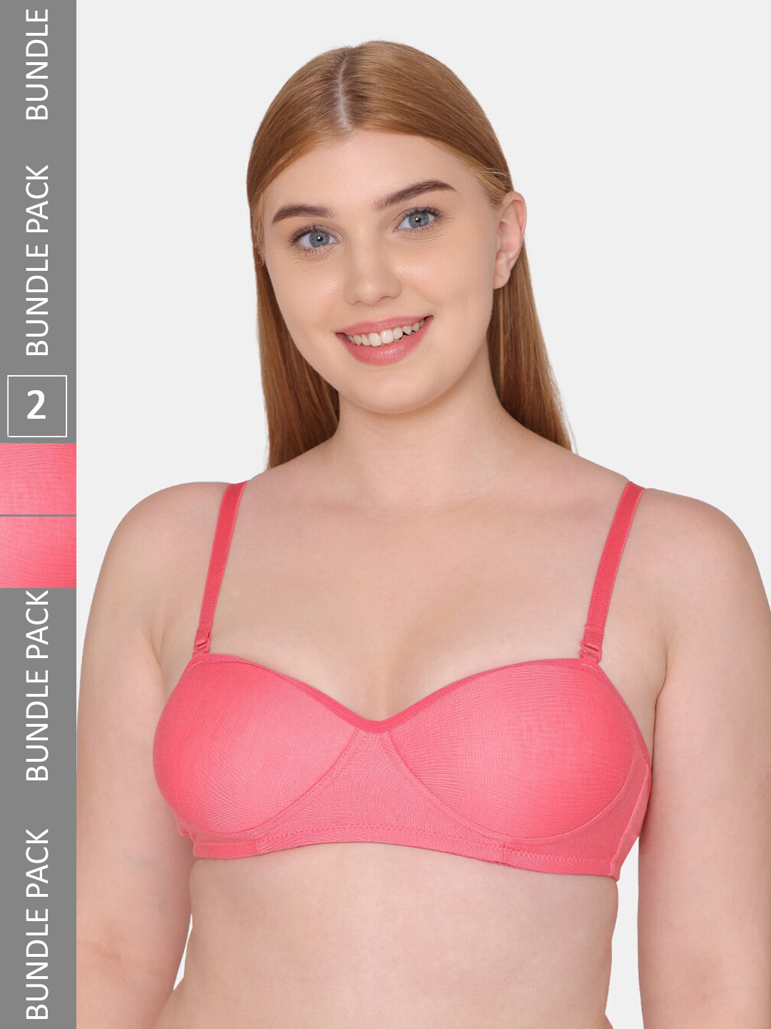 

Tweens Pack Of 2 Lightly Padded Cotton Super Support Multiway Strap Full Coverage Bra, Pink
