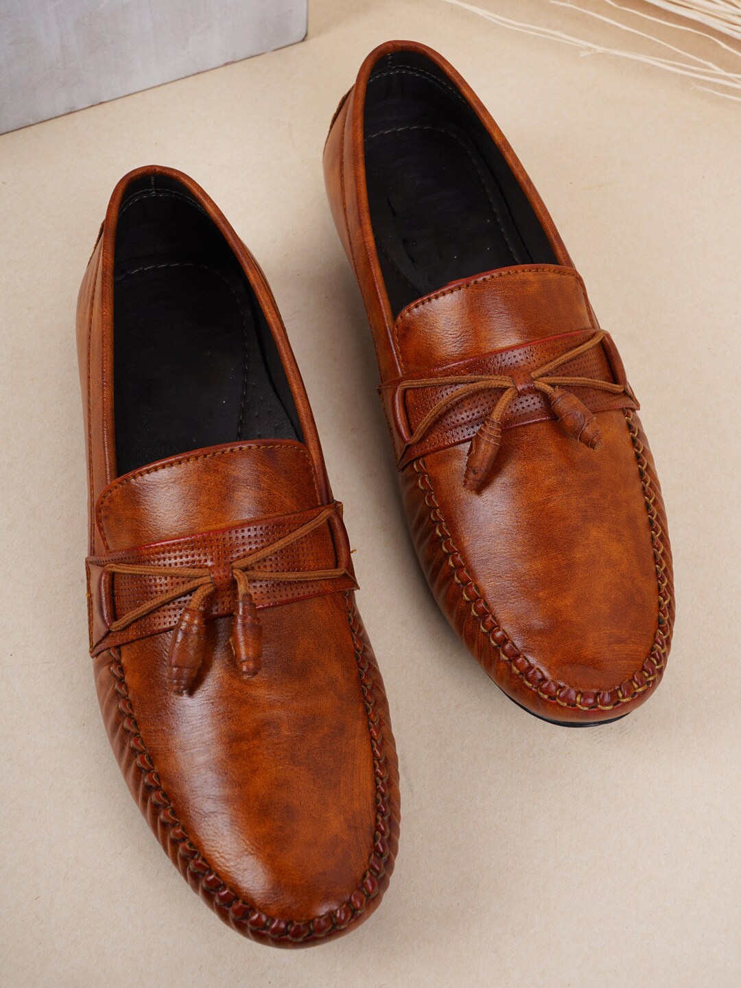 

Style Shoes Men Leather Formal Loafers, Tan
