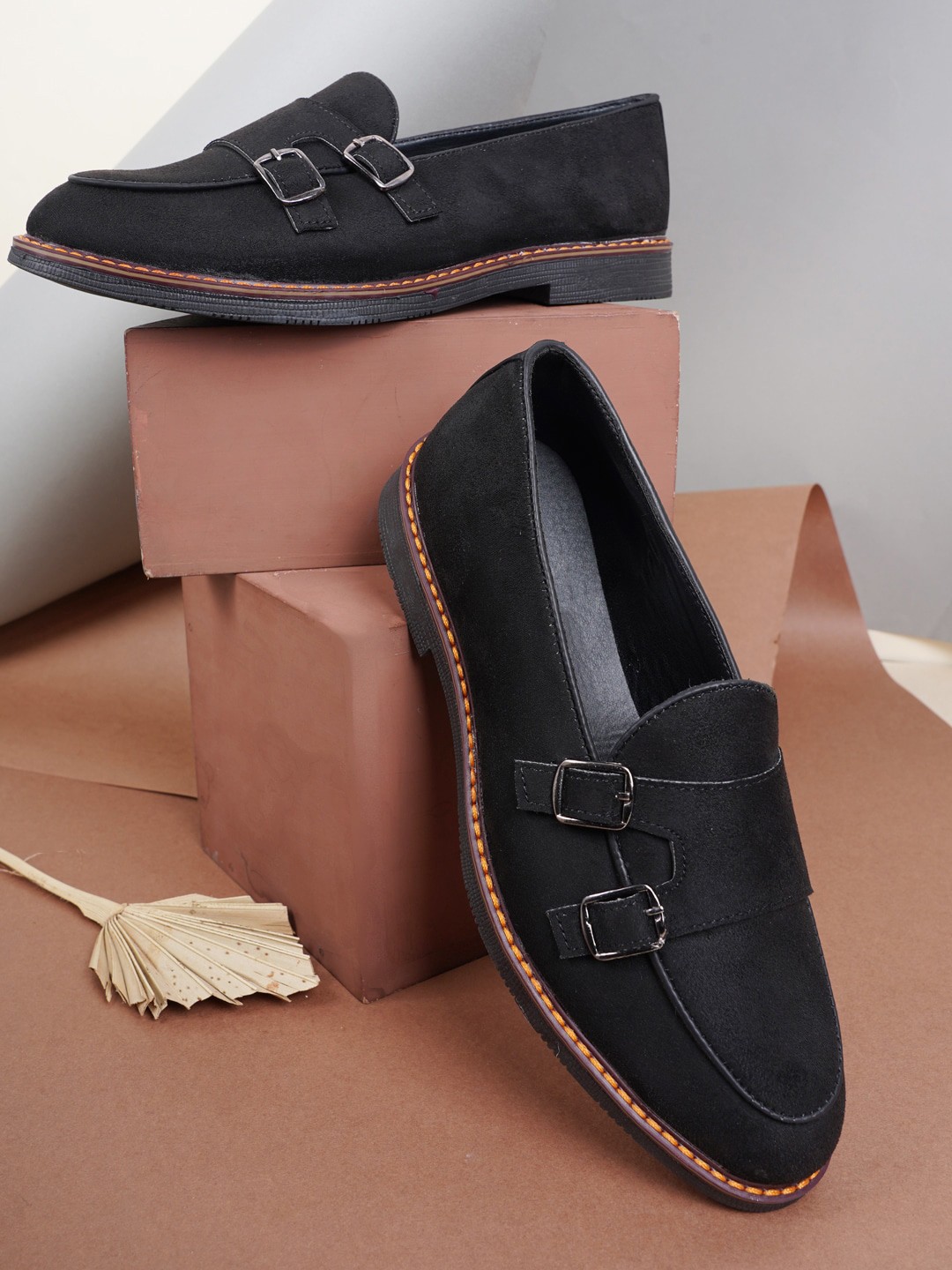 

Style Shoes Men Formal Monk Style Slip-On Shoes, Black