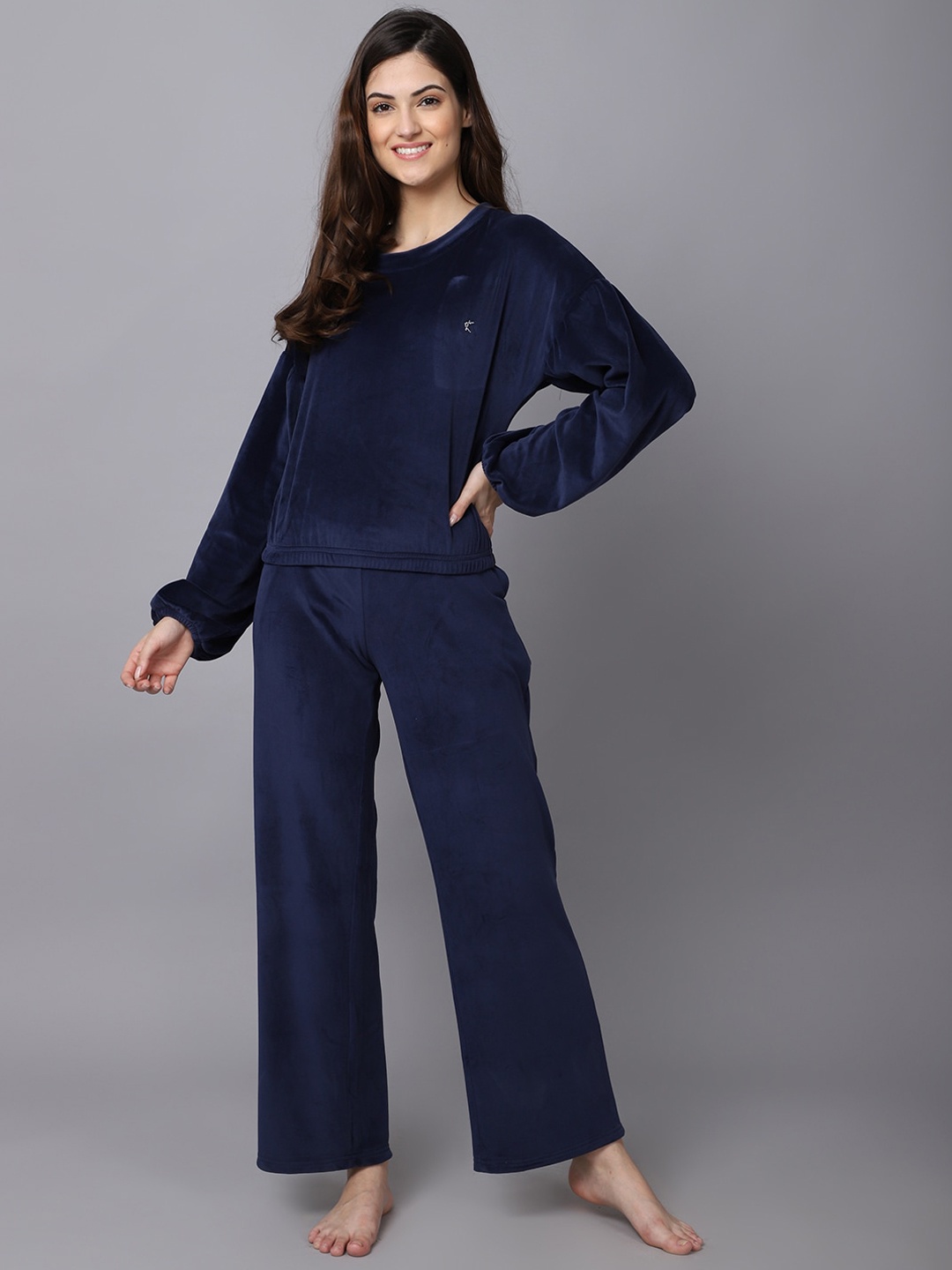 

Aerowarm Women Round Neck Night suit, Navy blue