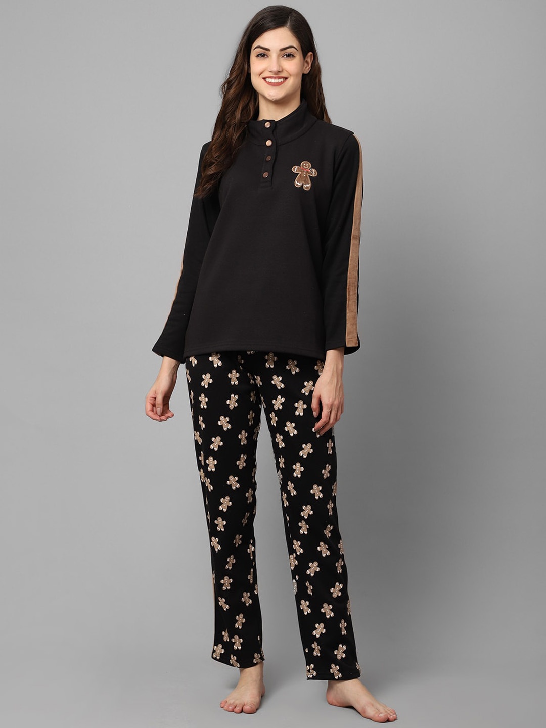 

Aerowarm Women Printed Night suit, Black