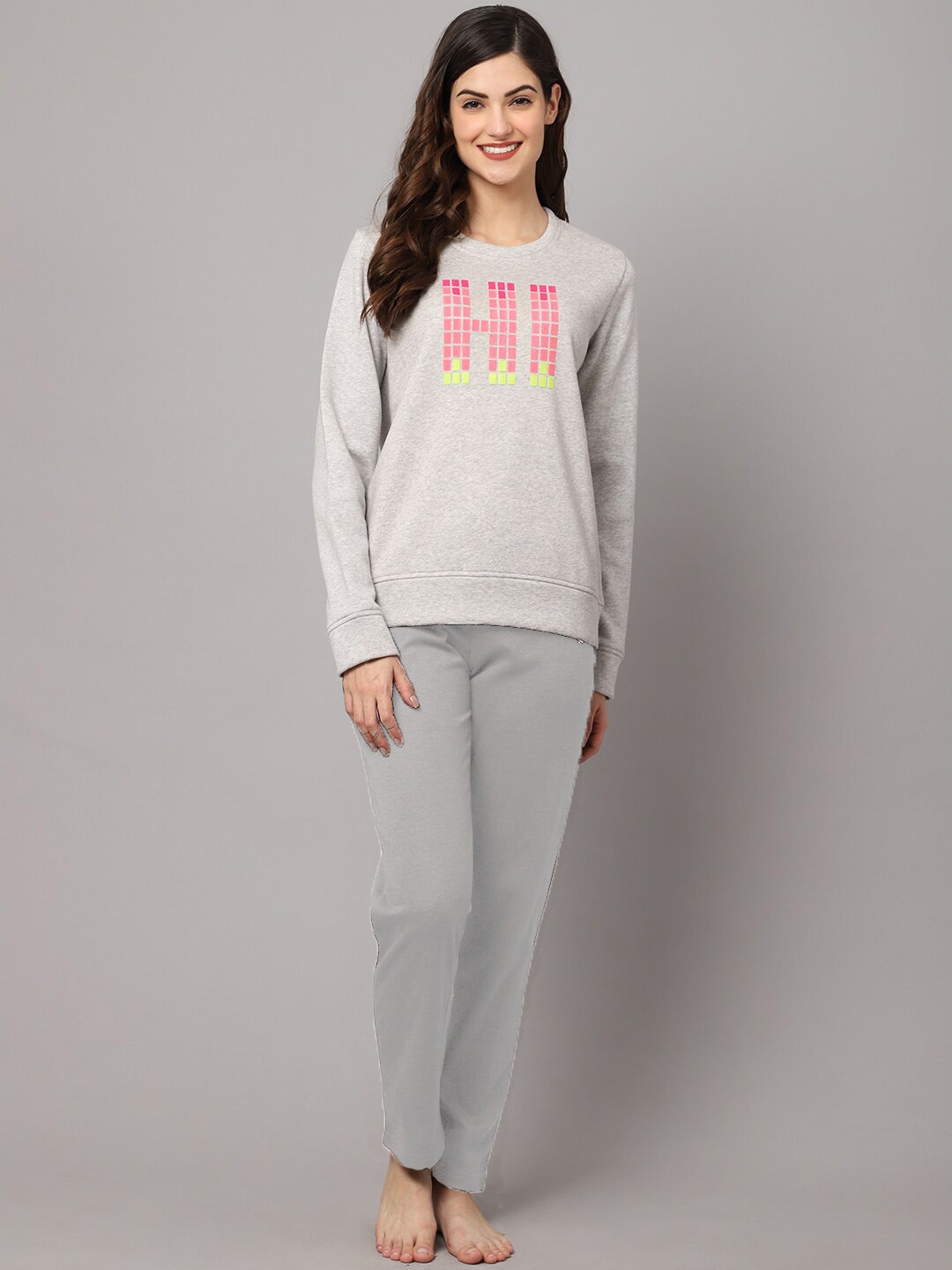 

Aerowarm Women Printed Night suit, Grey