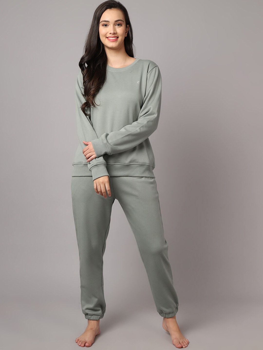 

Aerowarm Women Round Neck Night suit, Olive