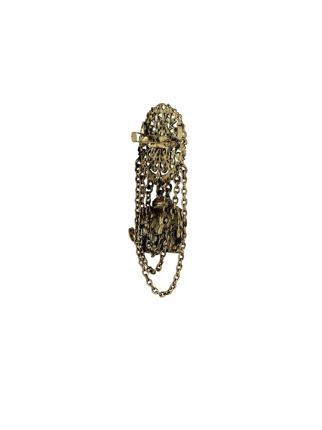 

Mahi Men Stone-studded Baby Elephant Shaped Floral Brooch Pin with Chain, Gold