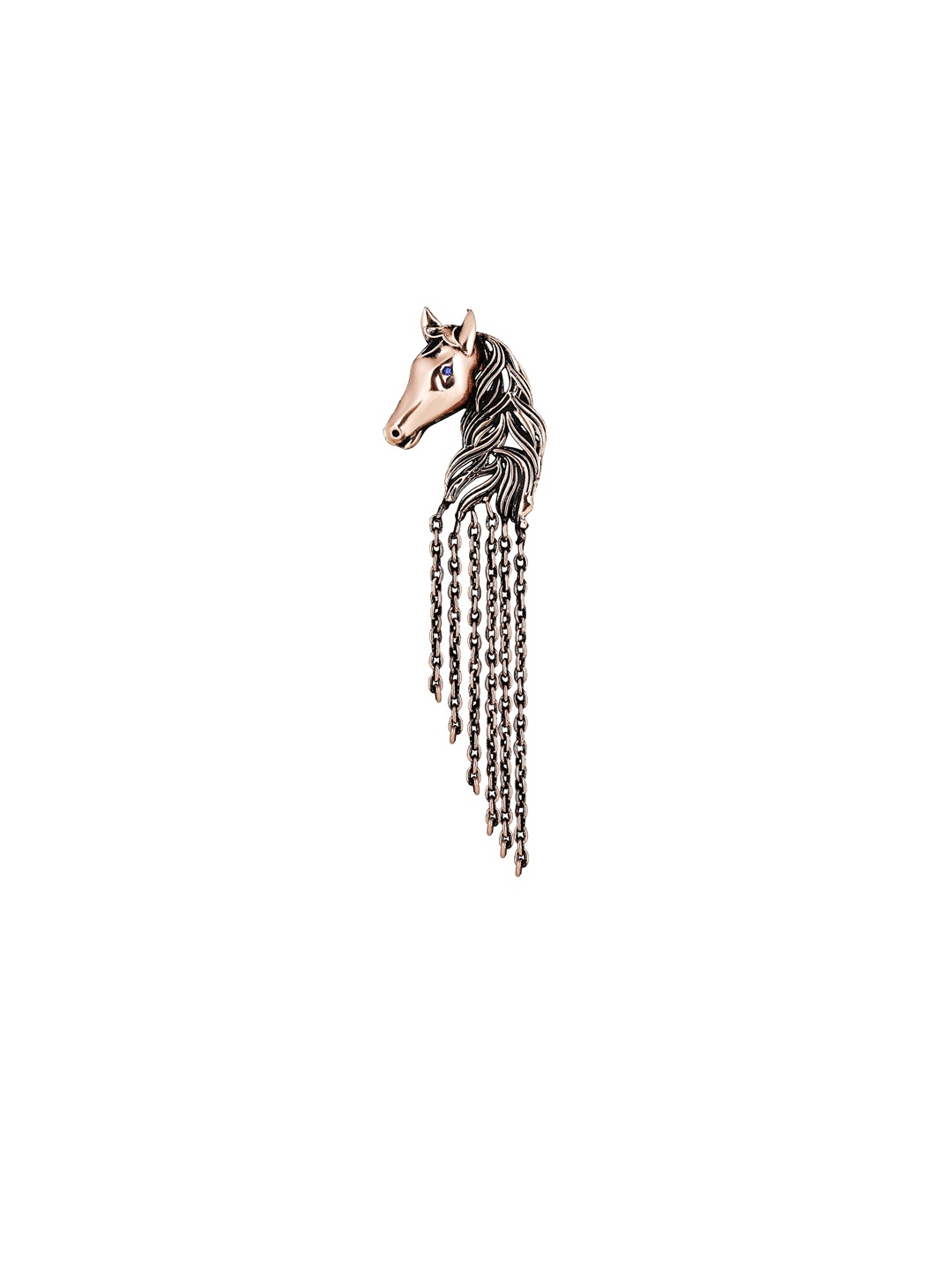 

Mahi Men Rose Gold-Plated Horse Shaped Brooch, Blue