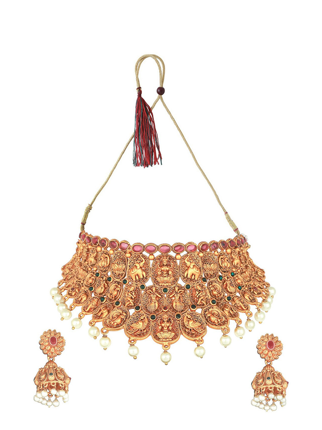 

OOMPH Gold-Plated Stone-Studded & Beaded Jewellery Set