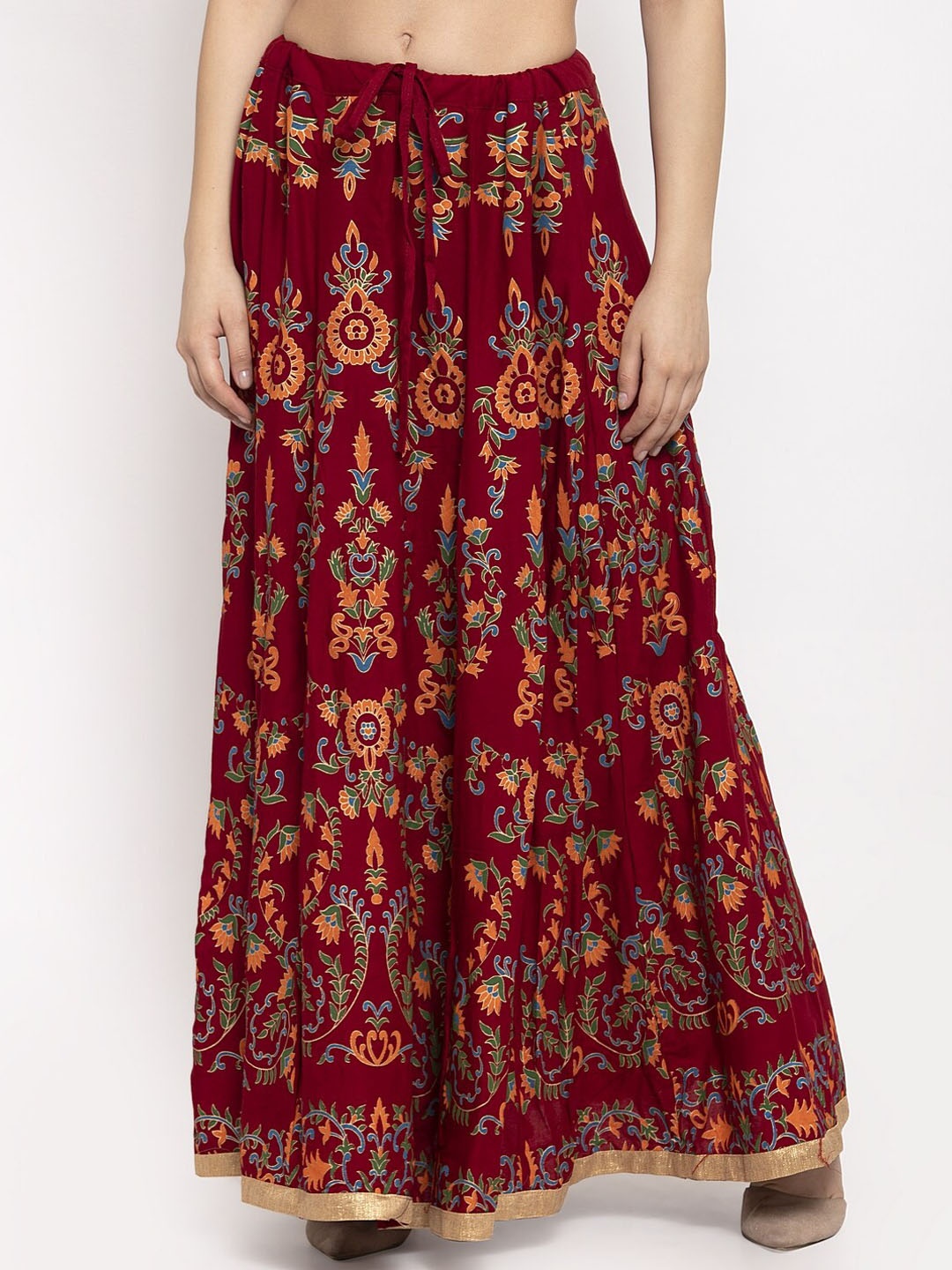 

Clora Creation Ethnic Printed Printed Flared Maxi Skirt, Maroon