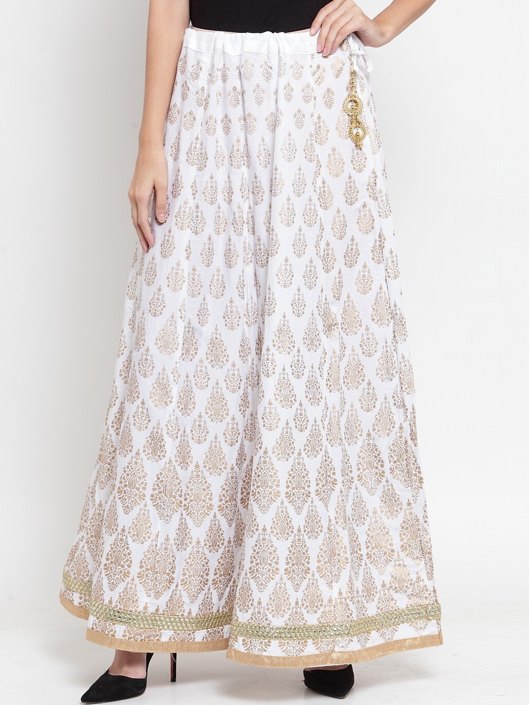 

Clora Creation Printed Flared Maxi Skirts, White