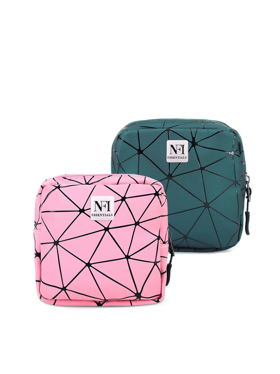 

NFI essentials Women Set Of 2 Diamond Printed Portable Sanitary Napkin Pouch With Zipper, Pink