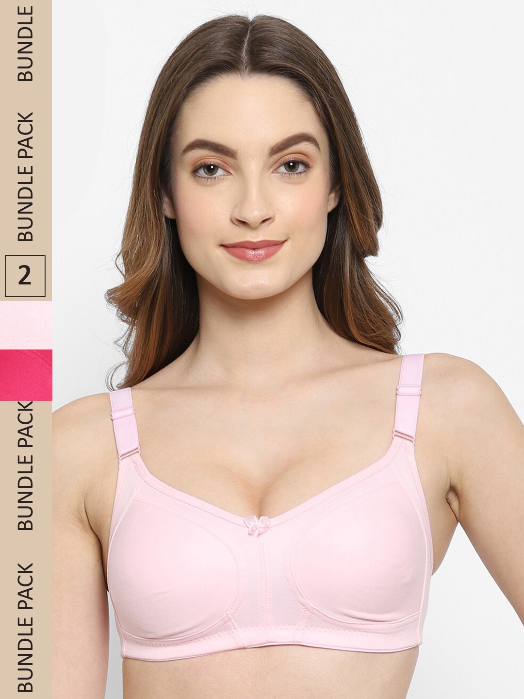 

Floret Pack of 2 Non Padded Non-Wired Cotton Full Coverage Everyday Bra With Moulded Cups, Magenta